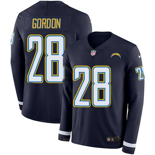 Nike Los Angeles Chargers #28 Melvin Gordon Navy Blue Team Color Men's Stitched NFL Limited Therma Long Sleeve Jersey