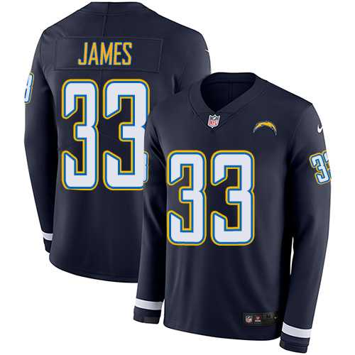 Nike Los Angeles Chargers #33 Derwin James Navy Blue Team Color Men's Stitched NFL Limited Therma Long Sleeve Jersey