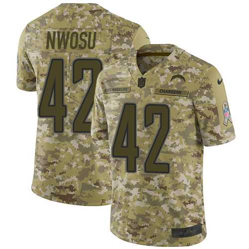 Nike Los Angeles Chargers #42 Uchenna Nwosu Camo Men's Stitched NFL Limited 2018 Salute To Service Jersey