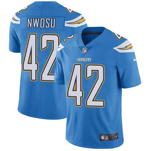 Nike Los Angeles Chargers #42 Uchenna Nwosu Electric Blue Alternate Men's Stitched NFL Vapor Untouchable Limited Jersey