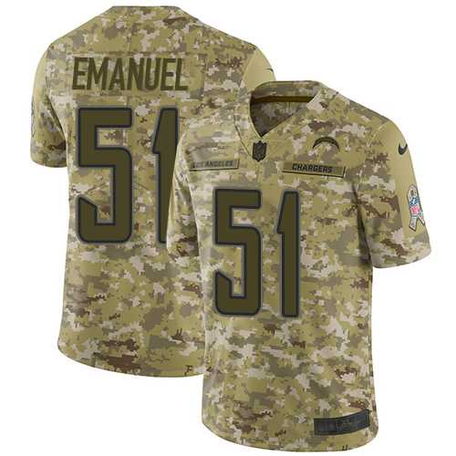 Nike Los Angeles Chargers #51 Kyle Emanuel Camo Men's Stitched NFL Limited 2018 Salute To Service Jersey