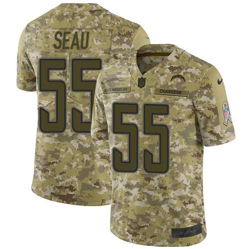 Nike Los Angeles Chargers #55 Junior Seau Camo Men's Stitched NFL Limited 2018 Salute To Service Jersey