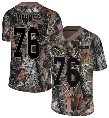 Nike Los Angeles Chargers #76 Russell Okung Camo Men's Stitched NFL Limited Rush Realtree Jersey