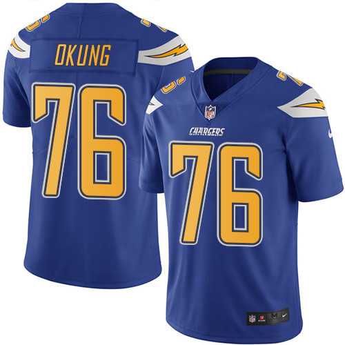 Nike Los Angeles Chargers #76 Russell Okung Electric Blue Men's Stitched NFL Limited Rush Jersey