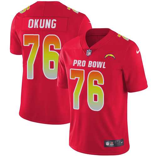 Nike Los Angeles Chargers #76 Russell Okung Red Men's Stitched NFL Limited AFC 2018 Pro Bowl Jersey