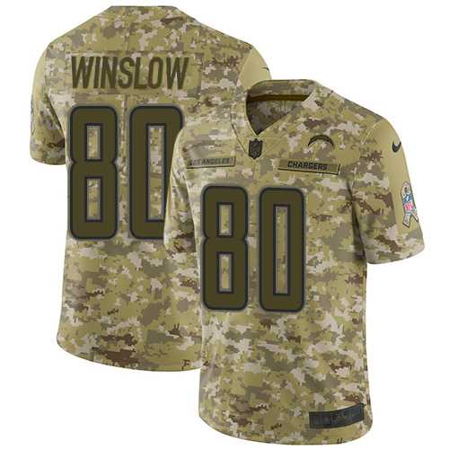 Nike Los Angeles Chargers #80 Kellen Winslow Camo Men's Stitched NFL Limited 2018 Salute To Service Jersey