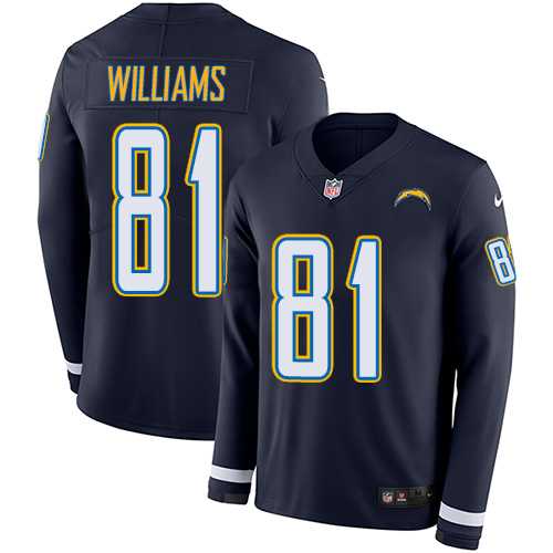 Nike Los Angeles Chargers #81 Mike Williams Navy Blue Team Color Men's Stitched NFL Limited Therma Long Sleeve Jersey