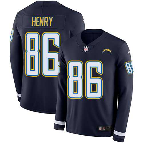 Nike Los Angeles Chargers #86 Hunter Henry Navy Blue Team Color Men's Stitched NFL Limited Therma Long Sleeve Jersey