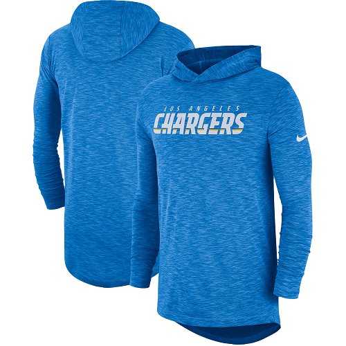 Nike Los Angeles Chargers Light Blue Sideline Slub Performance Hooded Long Sleeve T-shirt