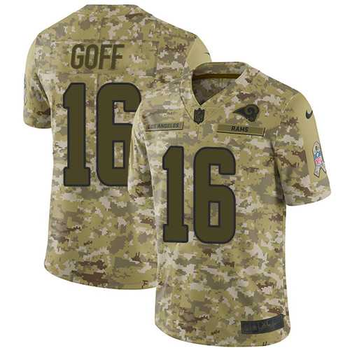 Nike Los Angeles Rams #16 Jared Goff Camo Men's Stitched NFL Limited 2018 Salute To Service Jersey