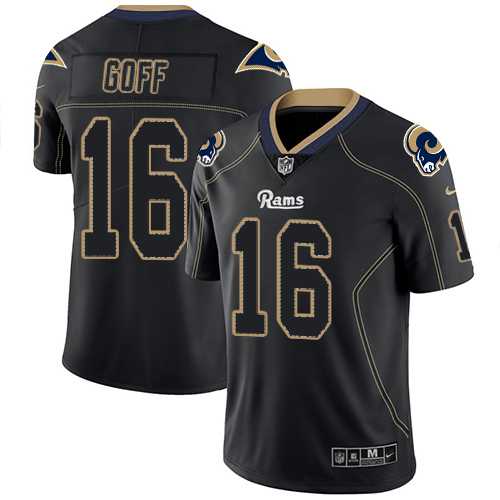 Nike Los Angeles Rams #16 Jared Goff Lights Out Black Men's Stitched NFL Limited Rush Jersey