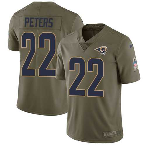 Nike Los Angeles Rams #22 Marcus Peters Olive Men's Stitched NFL Limited 2017 Salute To Service Jersey