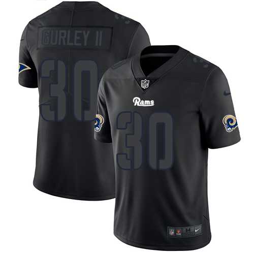 Nike Los Angeles Rams #30 Todd Gurley II Black Men's Stitched NFL Limited Rush Impact Jersey