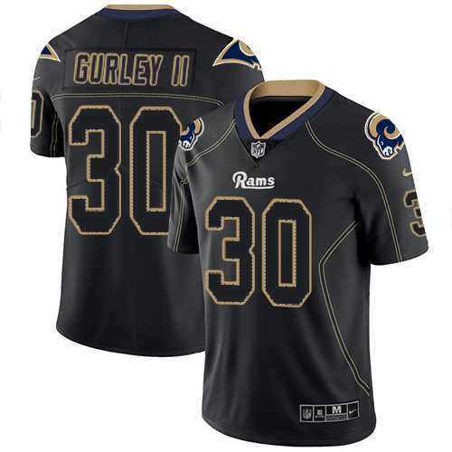 Nike Los Angeles Rams #30 Todd Gurley II Lights Out Black Men's Stitched NFL Limited Rush Jersey