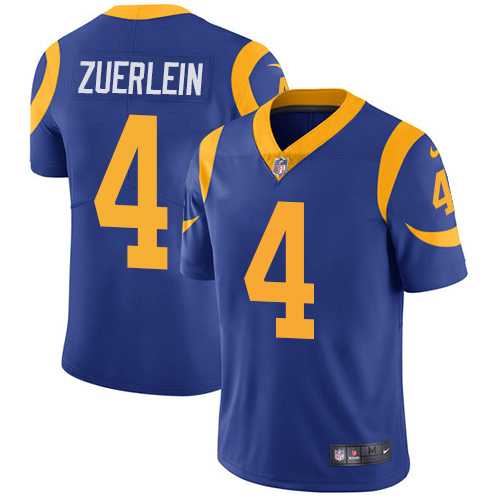 Nike Los Angeles Rams #4 Greg Zuerlein Royal Blue Alternate Men's Stitched NFL Vapor Untouchable Limited Jersey Nike Los Angeles Rams #4 Greg Zuerlein Royal Blue Alternate Men's Stitched NFL Vapor Untouchable Limited Jersey