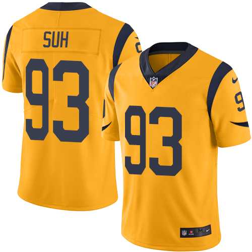 Nike Los Angeles Rams #93 Ndamukong Suh Gold Men's Stitched NFL Limited Rush Jersey