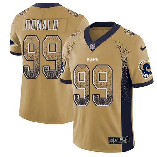 Nike Los Angeles Rams #99 Aaron Donald Gold Men's Stitched NFL Limited Rush Drift Fashion Jersey