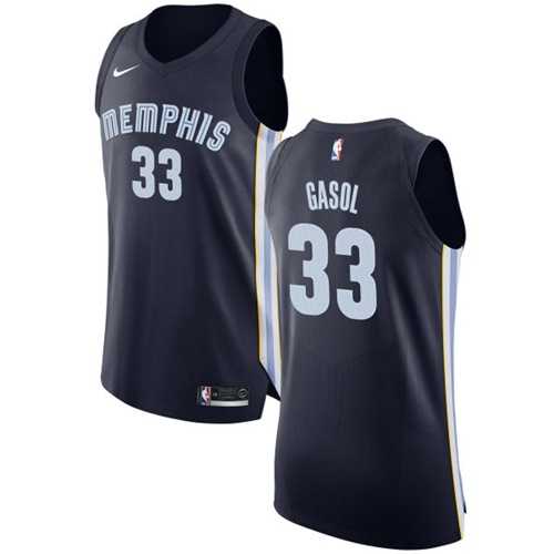Nike Memphis Grizzlies #33 Marc Gasol Navy Blue NBA Authentic Icon Edition Jersey