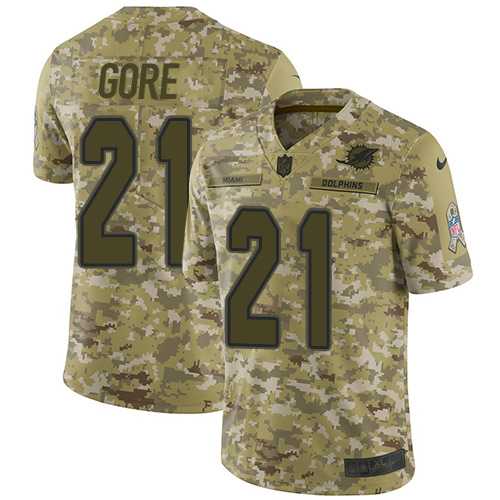 Nike Miami Dolphins #21 Frank Gore Camo Men's Stitched NFL Limited 2018 Salute To Service Jersey