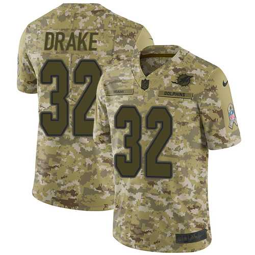 Nike Miami Dolphins #32 Kenyan Drake Camo Men's Stitched NFL Limited 2018 Salute To Service Jersey