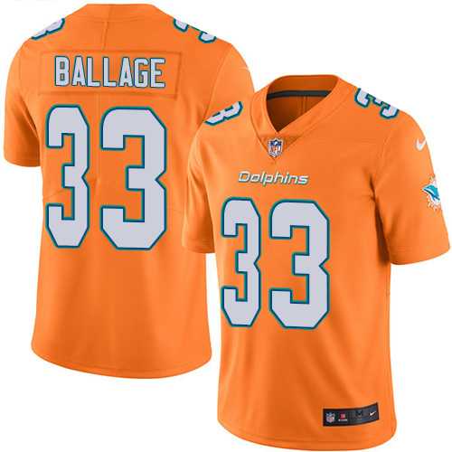 Nike Miami Dolphins #33 Kalen Ballage Orange Men's Stitched NFL Limited Rush Jersey