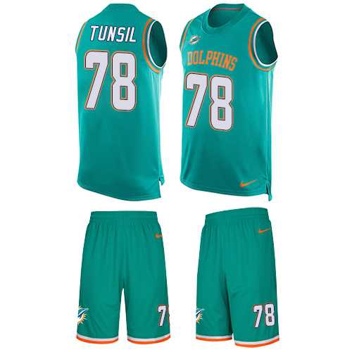 Nike Miami Dolphins #78 Laremy Tunsil Aqua Green Team Color Men's Stitched NFL Limited Tank Top Suit Jersey