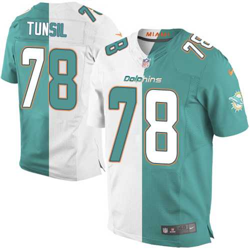 Nike Miami Dolphins #78 Laremy Tunsil Aqua Green White Men's Stitched NFL Elite Split Jersey