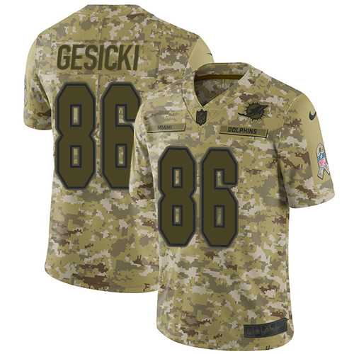 Nike Miami Dolphins #86 Mike Gesicki Camo Men's Stitched NFL Limited 2018 Salute To Service Jersey