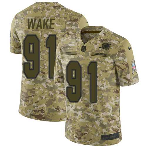 Nike Miami Dolphins #91 Cameron Wake Camo Men's Stitched NFL Limited 2018 Salute To Service Jersey