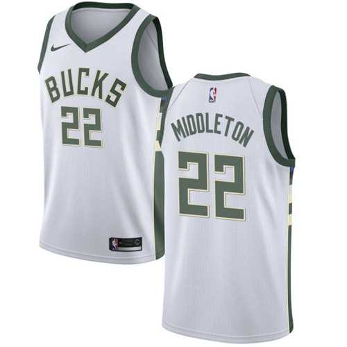 Nike Milwaukee Bucks #22 Khris Middleton White NBA Swingman Association Edition Jersey