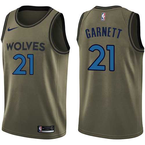 Nike Minnesota Timberwolves #21 Kevin Garnett Green Salute to Service NBA Swingman Jersey