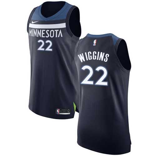 Nike Minnesota Timberwolves #22 Andrew Wiggins Navy Blue NBA Authentic Icon Edition Jersey