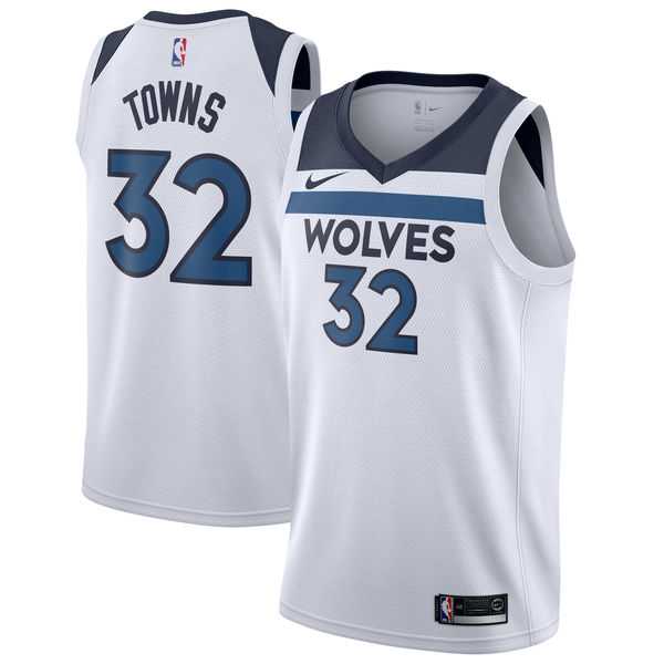Nike Minnesota Timberwolves #32 Karl-Anthony Towns White NBA Swingman Association Edition Jersey