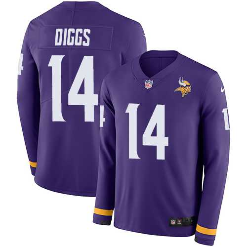 Nike Minnesota Vikings #14 Stefon Diggs Purple Team Color Men's Stitched NFL Limited Therma Long Sleeve Jersey