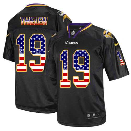 Nike Minnesota Vikings #19 Adam Thielen Black Men's Stitched NFL Elite USA Flag Fashion Jersey
