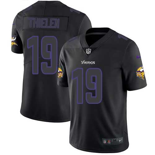 Nike Minnesota Vikings #19 Adam Thielen Black Men's Stitched NFL Limited Rush Impact Jersey