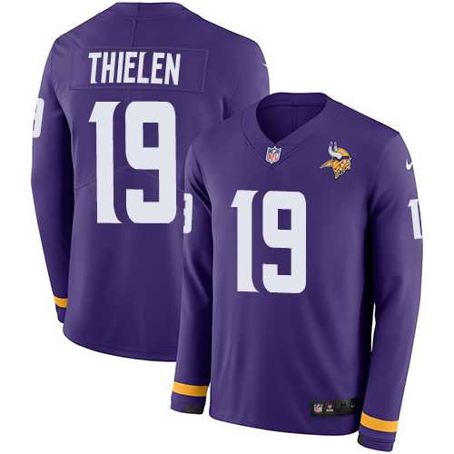 Nike Minnesota Vikings #19 Adam Thielen Purple Team Color Men's Stitched NFL Limited Therma Long Sleeve Jersey