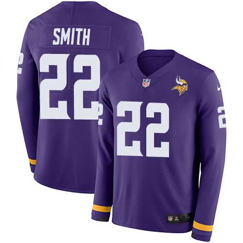 Nike Minnesota Vikings #22 Harrison Smith Purple Team Color Men's Stitched NFL Limited Therma Long Sleeve Jersey