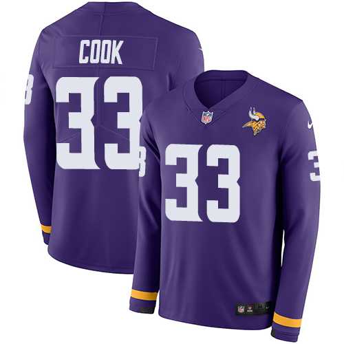 Nike Minnesota Vikings #33 Dalvin Cook Purple Team Color Men's Stitched NFL Limited Therma Long Sleeve Jersey