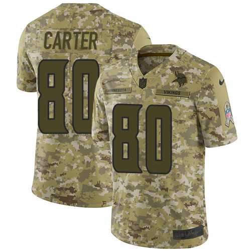 Nike Minnesota Vikings #80 Cris Carter Camo Men's Stitched NFL Limited 2018 Salute To Service Jersey