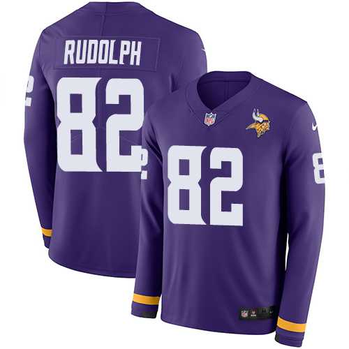 Nike Minnesota Vikings #82 Kyle Rudolph Purple Team Color Men's Stitched NFL Limited Therma Long Sleeve Jersey