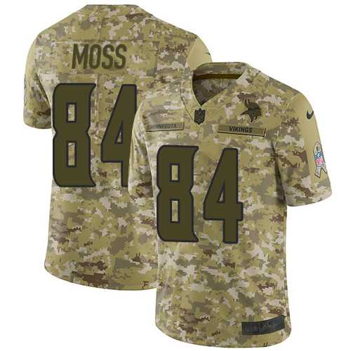 Nike Minnesota Vikings #84 Randy Moss Camo Men's Stitched NFL Limited 2018 Salute To Service Jersey