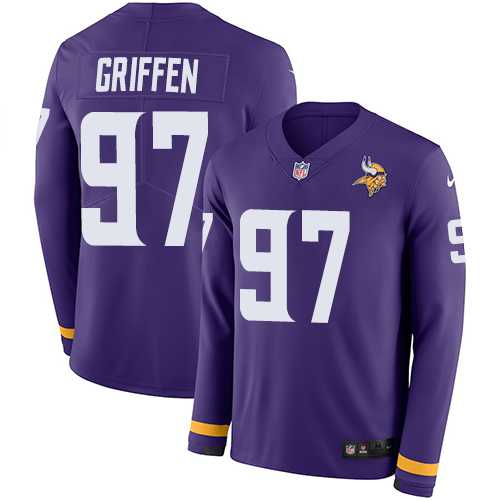 Nike Minnesota Vikings #97 Everson Griffen Purple Team Color Men's Stitched NFL Limited Therma Long Sleeve Jersey