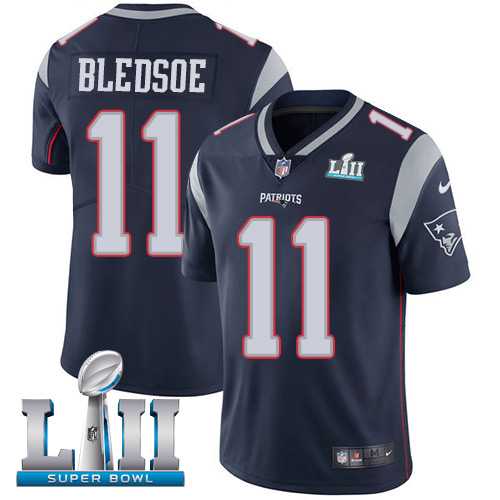 Nike New England Patriots #11 Drew Bledsoe Navy Blue Team Color Super Bowl LII Men's Stitched NFL Vapor Untouchable Limited Jersey