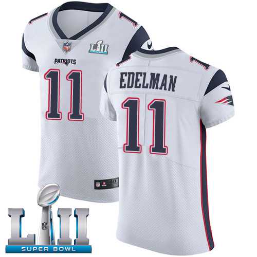 Nike New England Patriots #11 Julian Edelman White Super Bowl LII Men's Stitched NFL Vapor Untouchable Elite Jersey