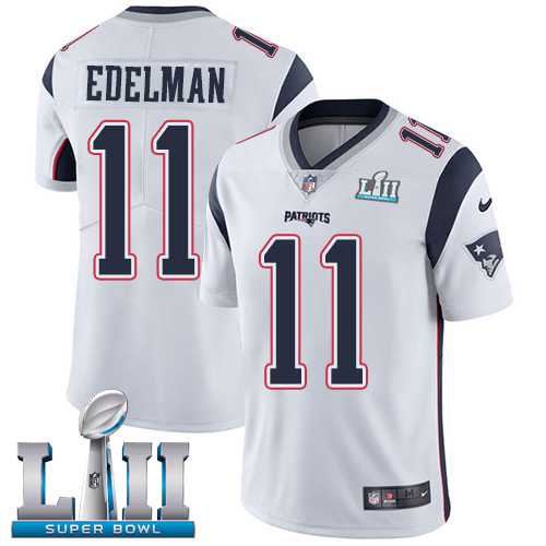 Nike New England Patriots #11 Julian Edelman White Super Bowl LII Men's Stitched NFL Vapor Untouchable Limited Jersey