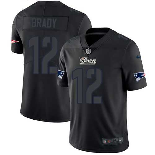 Nike New England Patriots #12 Tom Brady Black Men's Stitched NFL Limited Rush Impact Jersey