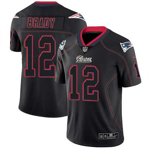 Nike New England Patriots #12 Tom Brady Lights Out Black Men's Stitched NFL Limited Rush Jersey