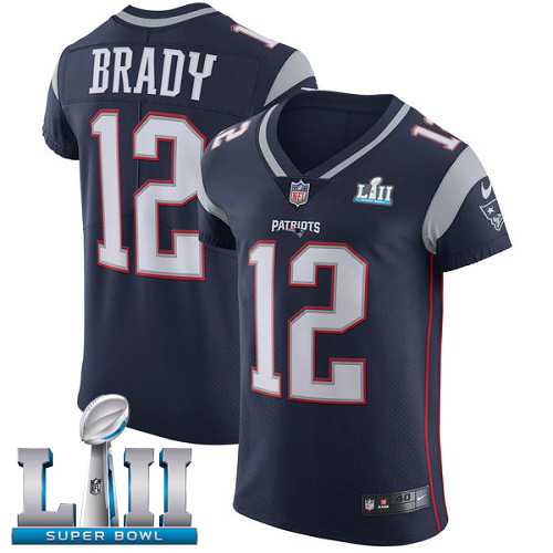 Nike New England Patriots #12 Tom Brady Navy Blue Team Color Super Bowl LII Men's Stitched NFL Vapor Untouchable Elite Jersey