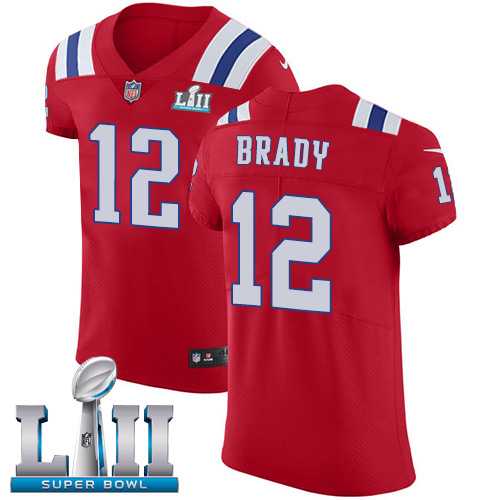 Nike New England Patriots #12 Tom Brady Red Alternate Super Bowl LII Men's Stitched NFL Vapor Untouchable Elite Jersey
